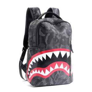 Men's Camo Leather Backpack Shoulder Bag Travel Laptop School Bag