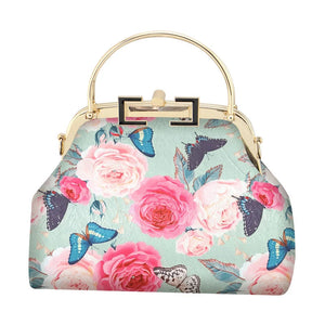Floral Flowers European Lay Bag Mother Gift Shell Lock Women Hand Bags Women's H