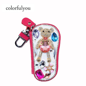 Cow Leather Bag Car Key Wallets for Women Housekeeper Holders