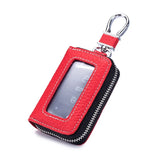 Leather Car Key Holder Zipper Pocket Remote Control Protector Cover Wallets