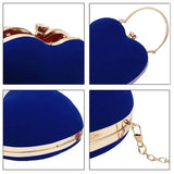 Heart Shape Clutch Bag Messenger Handbag Tote Evening Bag Purse, Blue