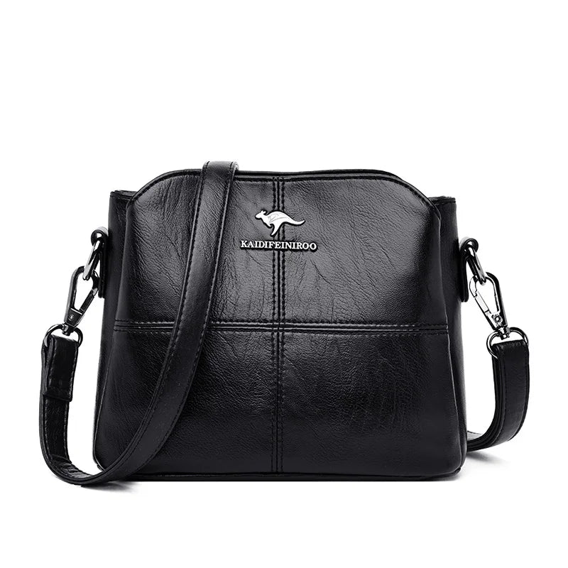 Women's Leather Crossbody Tote Bag - Shoulder Handbag