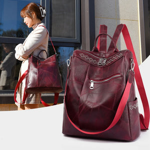 Large Capacity PU Leather Backpack for Women Girls