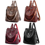 Large Capacity PU Leather Backpack for Women Girls