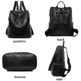 Large Capacity PU Leather Backpack for Women Girls