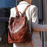 Large Capacity PU Leather Backpack for Women Girls