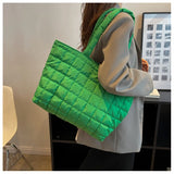 Large Winter Shoulder Bag Rhombus Pattern Top Handle Casual Tote