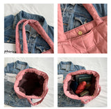 Large Winter Shoulder Bag Rhombus Pattern Top Handle Casual Tote