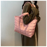 Large Winter Shoulder Bag Rhombus Pattern Top Handle Casual Tote