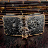 Men's Fly Dragon Cowhide Leather Clutch Wallet