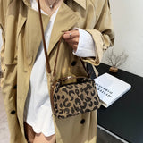 Leopard Print Shoulder Bag Retro Classic Portable Square Bag