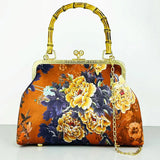 Vintage Flower Lock Shell Crossbody Bag