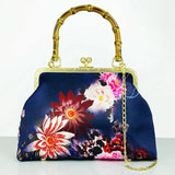 Vintage Flower Lock Shell Crossbody Bag