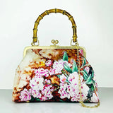 Vintage Flower Lock Shell Crossbody Bag