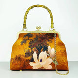 Vintage Flower Lock Shell Crossbody Bag