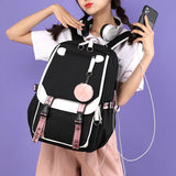 Women Girls School Backpacks Anti Theft USB Charge Backpack Waterproof Bagpack
