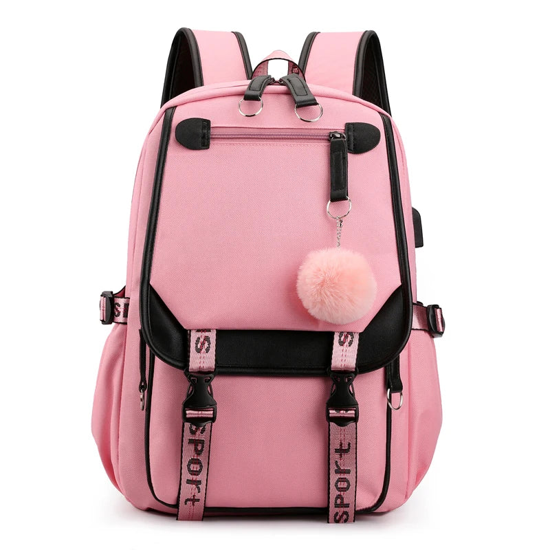 Women Girls School Backpacks Anti Theft USB Charge Backpack Waterproof Bagpack