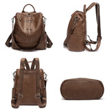 Women Leather Backpacks High Rucksacks For Girls Solid Travel Bagpack