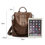 Women Leather Backpacks High Rucksacks For Girls Solid Travel Bagpack