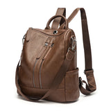Women Leather Backpacks High Rucksacks For Girls Solid Travel Bagpack