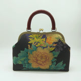 Vintage Flowers Lock Shell Bag Crossbody Chain Shoulder Bag
