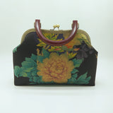 Vintage Flowers Lock Shell Bag Crossbody Chain Shoulder Bag