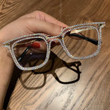 Vintage Clear Lens Rhinestone Sunglasses for Women