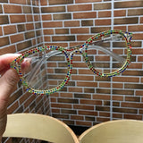 Vintage Clear Lens Rhinestone Sunglasses for Women
