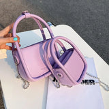 NEWDISCVRY Leather Shoulder Bag Chain Crossbody Mini Square Bag
