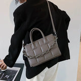 Retro Chain Handbag High PU Leather Women's Shoulder Messenger Bag