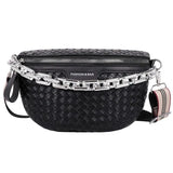 Plaid Leather Waist Bag Women Fanny Pack Chain Shoulder Crossbody Chest Bags