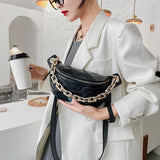 Plaid Leather Waist Bag Women Fanny Pack Chain Shoulder Crossbody Chest Bags