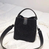 NEWDISCVRY Diamonds Women Bucket Bag Pu Leather Shoulder Bags