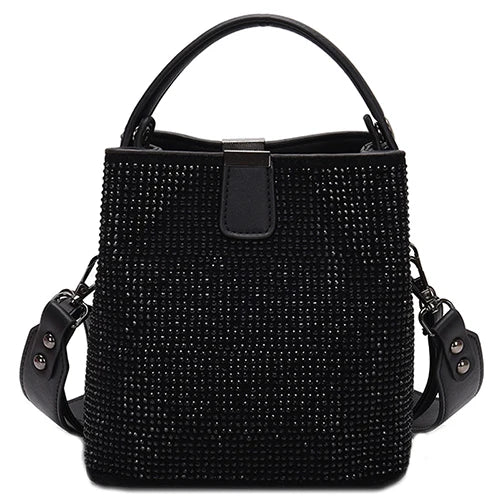 NEWDISCVRY Diamonds Women Bucket Bag Pu Leather Shoulder Bags