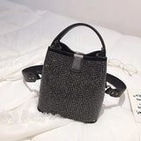 NEWDISCVRY Diamonds Women Bucket Bag Pu Leather Shoulder Bags