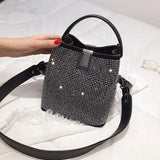 NEWDISCVRY Diamonds Women Bucket Bag Pu Leather Shoulder Bags