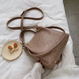 Stone Pattern PU Leather Bucket Bags Small Shoulder Messenger Bag