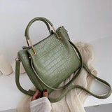 Stone Pattern PU Leather Bucket Bags Small Shoulder Messenger Bag