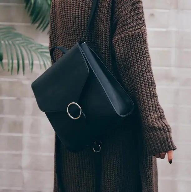 Women Backpack PU Leather Retro Female bag schoolbags Teenage Girl High Travel