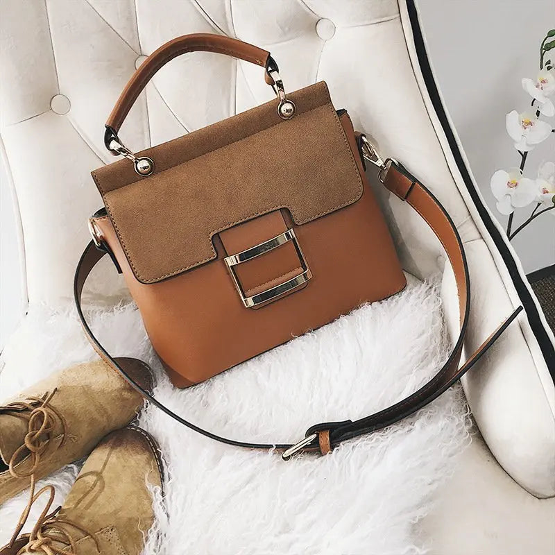 Vintage Shoulder Bags Buckle PU Leather Handbags Crossbody Bags