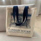 London Books Print Canvas Shoulder Bag Large Capacity Tote Bag