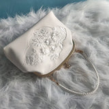 Vintage PU Leather Flowers Bag Women's Handbags Purses Chain Shoulder Crossbody