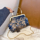 Vintage Fringe Bags Shell Lock Crossbody Shoulder Bags