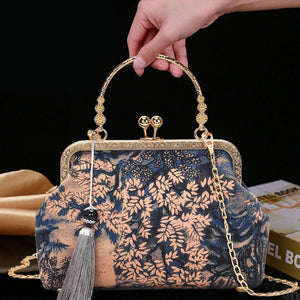 Vintage Fringe Bags Shell Lock Crossbody Shoulder Bags