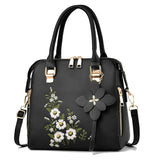 Vintage Embroidery Tote Messenger Bag Leather Purse