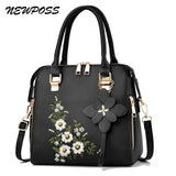 Vintage Embroidery Tote Messenger Bag Leather Purse