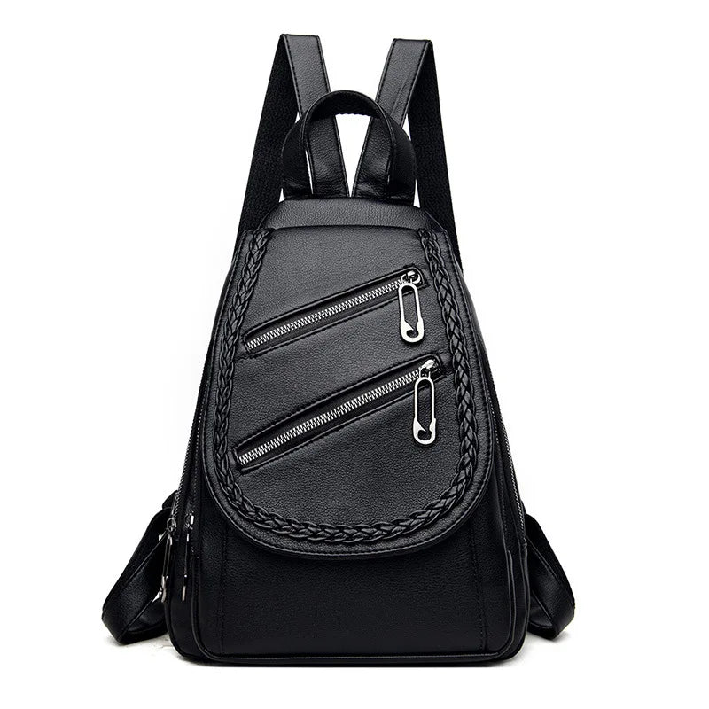 Red Leather Backpack for Women High School Travel Bags