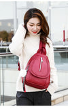 Red Leather Backpack for Women High School Travel Bags