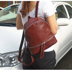 Vintage PU Leather Women Backpack, Small School Bag for Girls