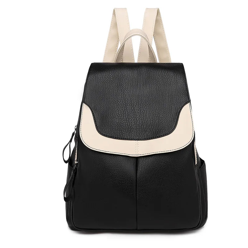Soft PU Leather Women Backpack Large Capacity College Bag